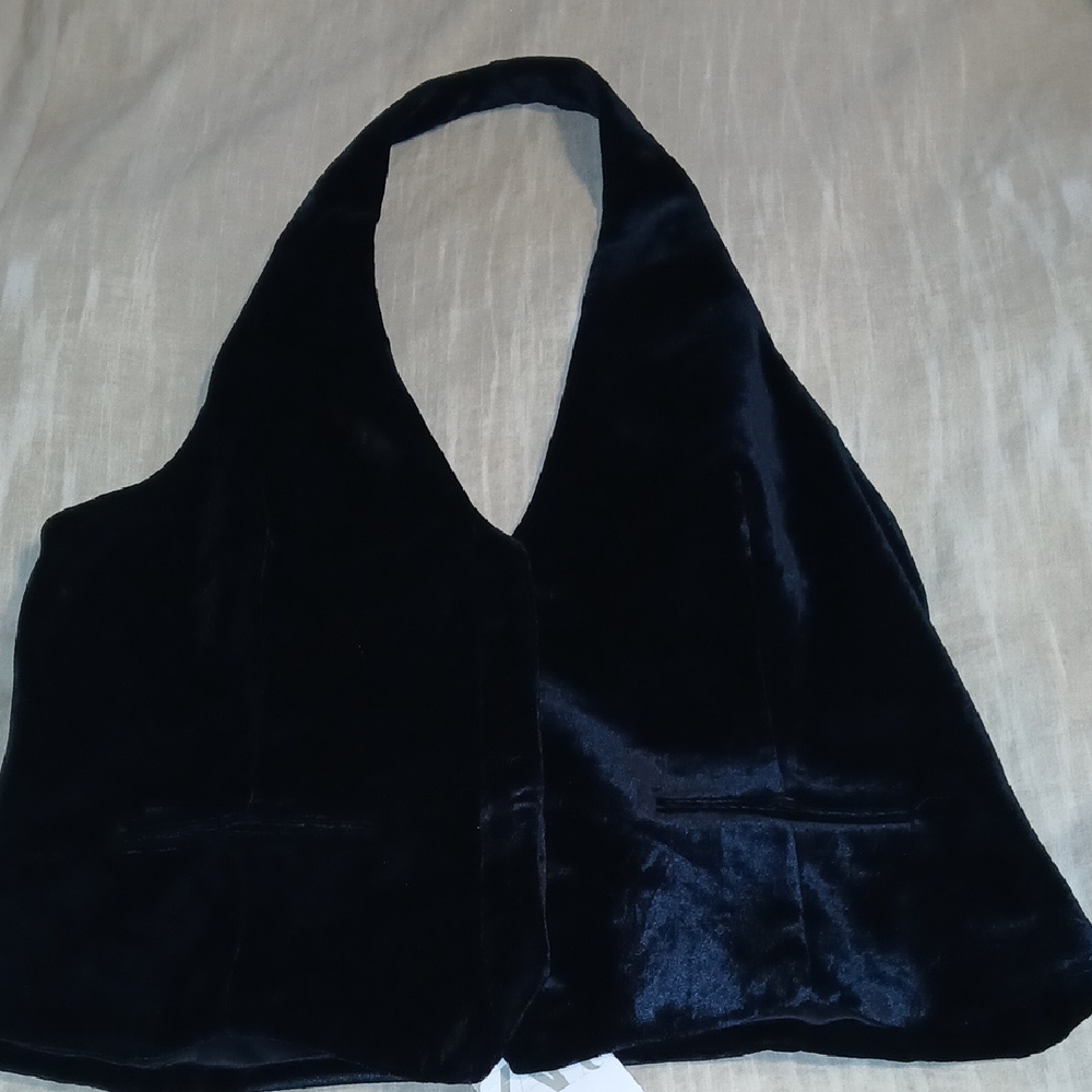 Black Velvet Halter Vest